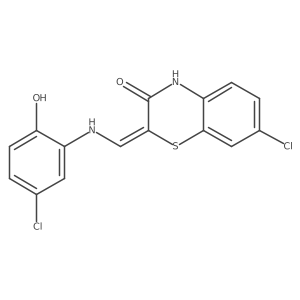(2E)-7-chloro-2-[(5-chloro-2-hydroxyanilino)methylidene]-4H-1,4-benzothiazin-3-one Structure