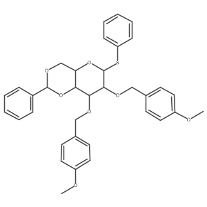 Phenyl 4,6-O-benzylidene-2,3-di-O-(4-methoxybenzyl)-a-D-thiomannopyranoside结构式