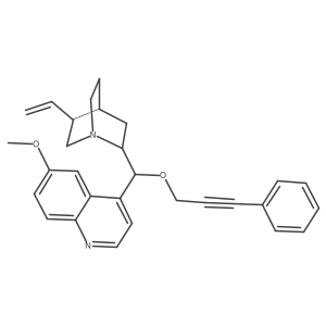 Cinchonan, 6a(2)-methoxy-9-[(3-phenyl-2-propynyl)oxy]-, (8I+/-,9R)- Structure