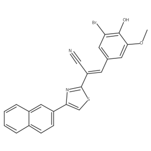 (2E)-3-(3-bromo-4-hydroxy-5-methoxyphenyl)-2-[4-(naphthalen-2-yl)-1,3-thiazol-2-yl]prop-2-enenitrile Structure