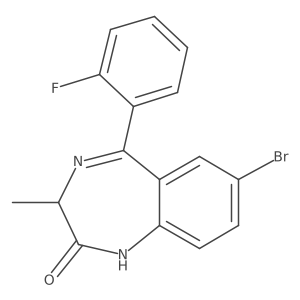 (3R)-7-Bromo-5-(2-fluorophenyl)-1,3-dihydro-3-methyl-2H-1,4-benzodiazepin-2-one结构式