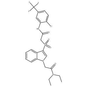 2-(3-((2-((2-chloro-5-(trifluoromethyl)phenyl)amino)-2-oxoethyl)sulfonyl)-1H-indol-1-yl)-N,N-diethylacetamide结构式