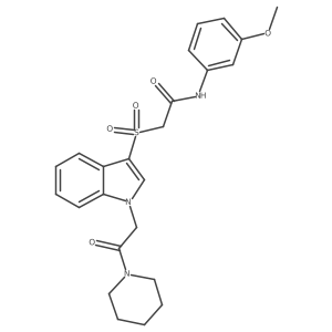N-(3-methoxyphenyl)-2-({1-[2-oxo-2-(piperidin-1-yl)ethyl]-1H-indol-3-yl}sulfonyl)acetamide结构式