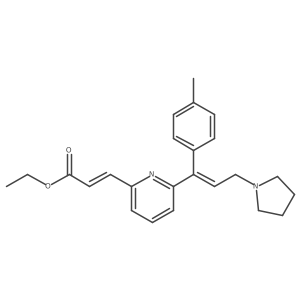 Ethyl (E)-3-(6-((E)-3-(pyrrolidin-1-yl)-1-(p-tolyl)prop-1-en-1-yl)pyridin-2-yl)acrylate Structure