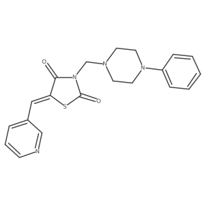 (5E)-3-[(4-phenylpiperazin-1-yl)methyl]-5-(pyridin-3-ylmethylidene)-1,3-thiazolidine-2,4-dione结构式