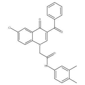 2-(3-benzoyl-6-chloro-4-oxoquinolin-1(4H)-yl)-N-(3,4-dimethylphenyl)acetamide结构式