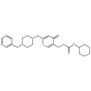 2-((6-((4-benzylpiperazin-1-yl)methyl)-4-oxo-4H-pyran-3-yl)oxy)-N-cyclohexylacetamide结构式