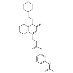 N-(3-acetamidophenyl)-2-((1-(2-morpholinoethyl)-2-oxo-1,2,5,6,7,8-hexahydroquinazolin-4-yl)thio)acetamide结构式