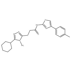 2-[(4-amino-5-cyclohexyl-4H-1,2,4-triazol-3-yl)sulfanyl]-N-[4-(4-methylphenyl)-1,3-thiazol-2-yl]acetamide结构式