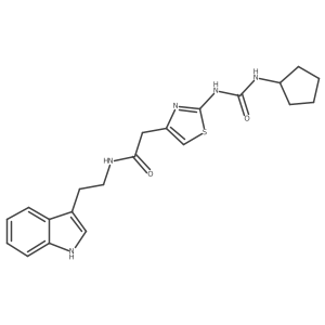 2-{2-[(cyclopentylcarbamoyl)amino]-1,3-thiazol-4-yl}-N-[2-(1H-indol-3-yl)ethyl]acetamide结构式