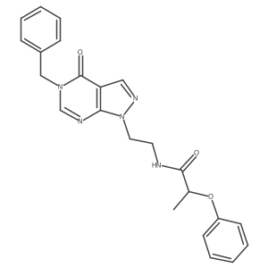 N-(2-(5-benzyl-4-oxo-4,5-dihydro-1H-pyrazolo[3,4-d]pyrimidin-1-yl)ethyl)-2-phenoxypropanamide结构式