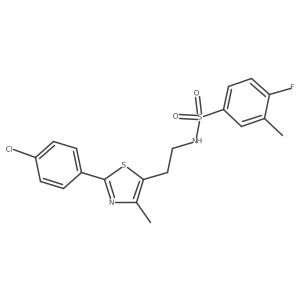 N-{2-[2-(4-chlorophenyl)-4-methyl-1,3-thiazol-5-yl]ethyl}-4-fluoro-3-methylbenzene-1-sulfonamide Structure