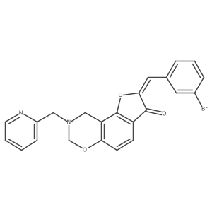 (Z)-2-(3-bromobenzylidene)-8-(pyridin-2-ylmethyl)-8,9-dihydro-2H-benzofuro[7,6-e][1,3]oxazin-3(7H)-one Structure