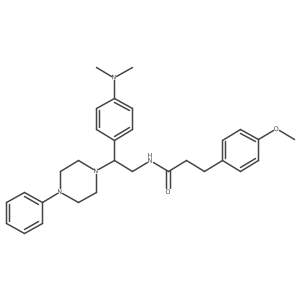 N-{2-[4-(dimethylamino)phenyl]-2-(4-phenylpiperazin-1-yl)ethyl}-3-(4-methoxyphenyl)propanamide结构式