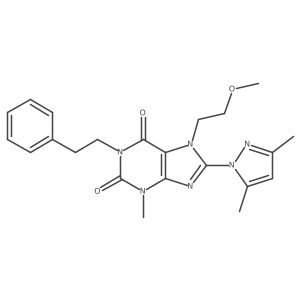 8-(3,5-dimethyl-1H-pyrazol-1-yl)-7-(2-methoxyethyl)-3-methyl-1-(2-phenylethyl)-3,7-dihydro-1H-purine-2,6-dione Structure