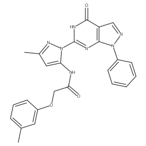 N-(3-methyl-1-(4-oxo-1-phenyl-4,5-dihydro-1H-pyrazolo[3,4-d]pyrimidin-6-yl)-1H-pyrazol-5-yl)-2-(m-tolyloxy)acetamide结构式