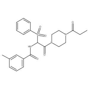 3-methyl-N-(2-oxo-1-(phenylsulfonyl)-2-(4-propionylpiperazin-1-yl)ethyl)benzamide Structure