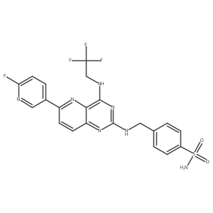 4-[[[6-(6-Fluoro-3-pyridyl)-4-(2,2,2-trifluoroethylamino)pyrido[3,2-d]pyrimidin-2-yl]amino]methyl]benzenesulfonamide Structure