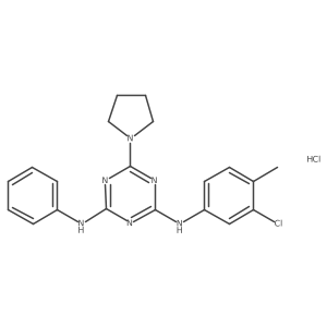 N2-(3-chloro-4-methylphenyl)-N4-phenyl-6-(pyrrolidin-1-yl)-1,3,5-triazine-2,4-diamine hydrochloride结构式