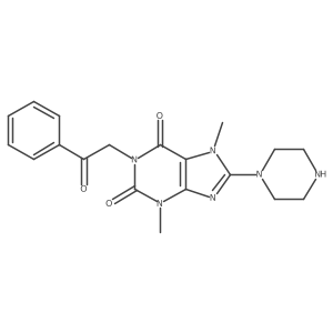 3,7-dimethyl-1-(2-oxo-2-phenylethyl)-8-(piperazin-1-yl)-1H-purine-2,6(3H,7H)-dione Structure