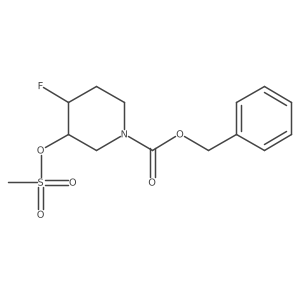 rel-Phenylmethyl (3R,4S)-4-fluoro-3-[(methylsulfonyl)oxy]-1-piperidinecarboxylate Structure