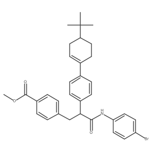 Methyl 4-(2-(4-bromophenylcarbamoyl)-2-(4-(4-tert-butylcyclohex-1-enyl)phenyl)ethyl)benzoate Structure