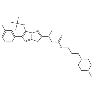 2-[[5-[(1,1-Dimethylethyl)amino]-6-(3-methylphenyl)imidazo[2,1-b]-1,3,4-thiadiazol-2-yl]methylamino]-N-[3-(4-methyl-1-piperazinyl)propyl]acetamide结构式