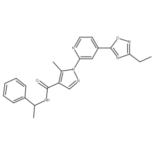 1-[4-(3-ethyl-1,2,4-oxadiazol-5-yl)pyridin-2-yl]-5-methyl-N-(1-phenylethyl)-1H-pyrazole-4-carboxamide结构式