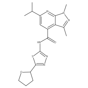 1,3-dimethyl-6-(propan-2-yl)-N-[(2E)-5-(tetrahydrofuran-2-yl)-1,3,4-thiadiazol-2(3H)-ylidene]-1H-pyrazolo[3,4-b]pyridine-4-carboxamide Structure