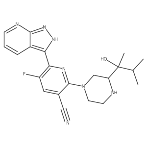 5-Fluoro-2-[(3S)-3-[(1R)-1-hydroxy-1,2-dimethylpropyl]-1-piperazinyl]-6-(1H-pyrazolo[3,4-b]pyridin-3-yl)-3-pyridinecarbonitrile Structure