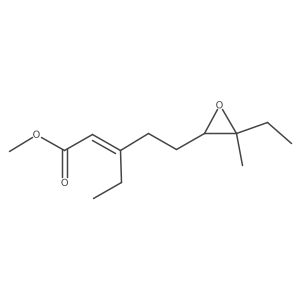 Methyl (2E)-3-ethyl-5-[(2R,3S)-3-ethyl-3-methyl-2-oxiranyl]-2-pentenoate结构式