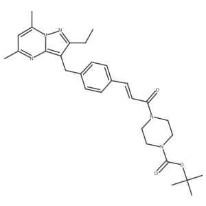 Tert-butyl 4-((2e)-3-(4-((2-ethyl-5,7-dimethylpyrazolo[1,5-a]pyrimidin-3-yl)methyl)phenyl)acryloyl)piperazine-1-carboxylate Structure