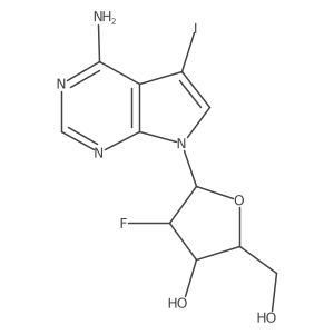 7H-Pyrrolo[2,3-d]pyrimidin-4-amine, 7-(2-deoxy-2-fluoro-beta-D-ribofuranosyl)-5-iodo-结构式