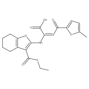 (Z)-2-[(3-ethoxycarbonyl-4,5,6,7-tetrahydrobenzothiophen-2-yl)amino]-4-(5-methyl-2-furyl)-4-oxo-but-2-enoic acid结构式