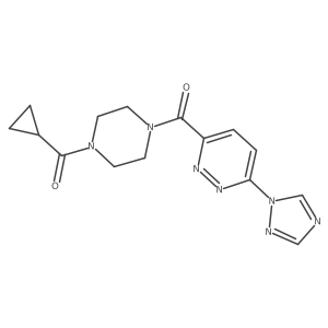 (6-(1H-1,2,4-triazol-1-yl)pyridazin-3-yl)(4-(cyclopropanecarbonyl)piperazin-1-yl)methanone结构式