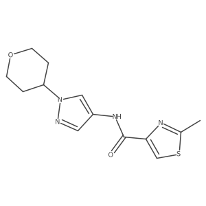 2-methyl-N-(1-(tetrahydro-2H-pyran-4-yl)-1H-pyrazol-4-yl)thiazole-4-carboxamide结构式