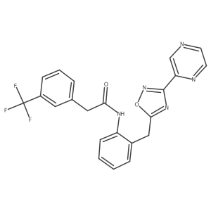 N-(2-((3-(pyrazin-2-yl)-1,2,4-oxadiazol-5-yl)methyl)phenyl)-2-(3-(trifluoromethyl)phenyl)acetamide结构式