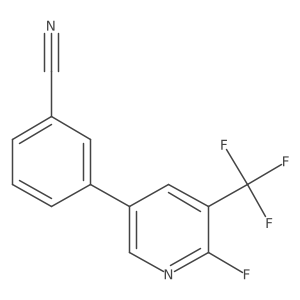 3-[6-Fluoro-5-(trifluoromethyl)pyridin-3-yl]benzonitrile结构式