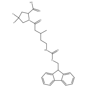 1-[5-({[(9H-fluoren-9-yl)methoxy]carbonyl}amino)-3-methylpentanoyl]-4,4-difluoropyrrolidine-2-carboxylic acid Structure