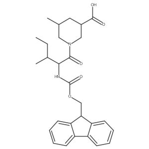 1-[2-({[(9H-fluoren-9-yl)methoxy]carbonyl}amino)-3-methylpentanoyl]-5-methylpiperidine-3-carboxylic acid结构式