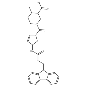 1-[4-({[(9H-fluoren-9-yl)methoxy]carbonyl}amino)cyclopent-2-ene-1-carbonyl]-4-methylpiperidine-3-carboxylic acid结构式