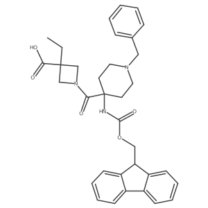 1-[1-benzyl-4-({[(9H-fluoren-9-yl)methoxy]carbonyl}amino)piperidine-4-carbonyl]-3-ethylazetidine-3-carboxylic acid Structure