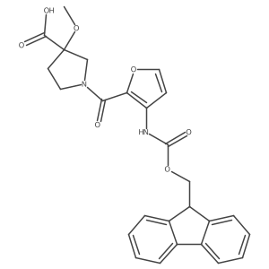 1-[3-({[(9H-fluoren-9-yl)methoxy]carbonyl}amino)furan-2-carbonyl]-3-methoxypyrrolidine-3-carboxylic acid Structure