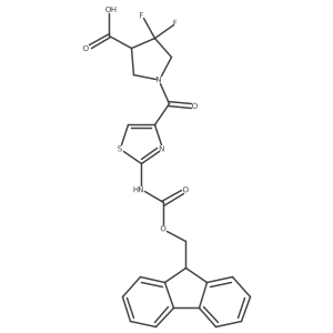 1-[2-({[(9H-fluoren-9-yl)methoxy]carbonyl}amino)-1,3-thiazole-4-carbonyl]-4,4-difluoropyrrolidine-3-carboxylic acid结构式