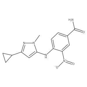 Benzamide, 4-[(3-cyclopropyl-1-methyl-1H-pyrazol-5-yl)amino]-3-nitro- Structure