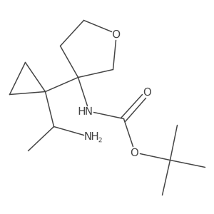 tert-butyl N-{3-[1-(1-aminoethyl)cyclopropyl]oxolan-3-yl}carbamate结构式