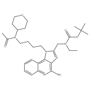 tert-butyl ((4-amino-1-(4-(N-(tetrahydro-2H-pyran-4-yl)acetamido)butyl)-1H-imidazo[4,5-c]quinolin-2-yl)methyl)(ethyl)carbamate结构式