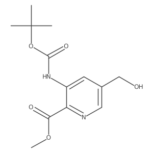 Methyl 3-{[(tert-butoxy)carbonyl]amino}-5-(hydroxymethyl)pyridine-2-carboxylate结构式