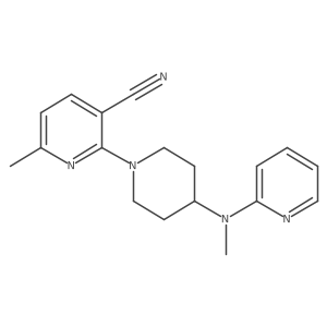 6-Methyl-2-{4-[methyl(pyridin-2-yl)amino]piperidin-1-yl}pyridine-3-carbonitrile结构式