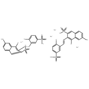 Chromate(3-), bis[6-amino-3-[[5-(aminosulfonyl)-2-(hydroxy-kappaO)phenyl]azo-kappaN1]-4-(hydroxy-kappaO)-2-naphthalenesulfonato(3-)]-, trisodium Structure